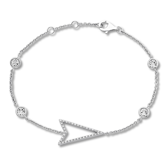 Diamond Geometric Bracelet 1/10 ct tw Round-cut Sterling Silver 7.5