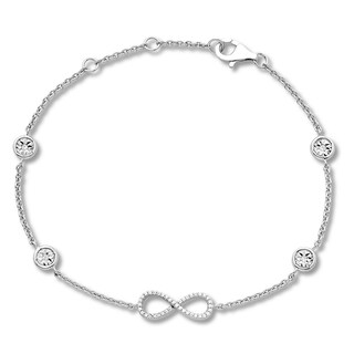 Diamond Infinity Bracelet 1/10 ct tw Round-cut Sterling Silver 7.5