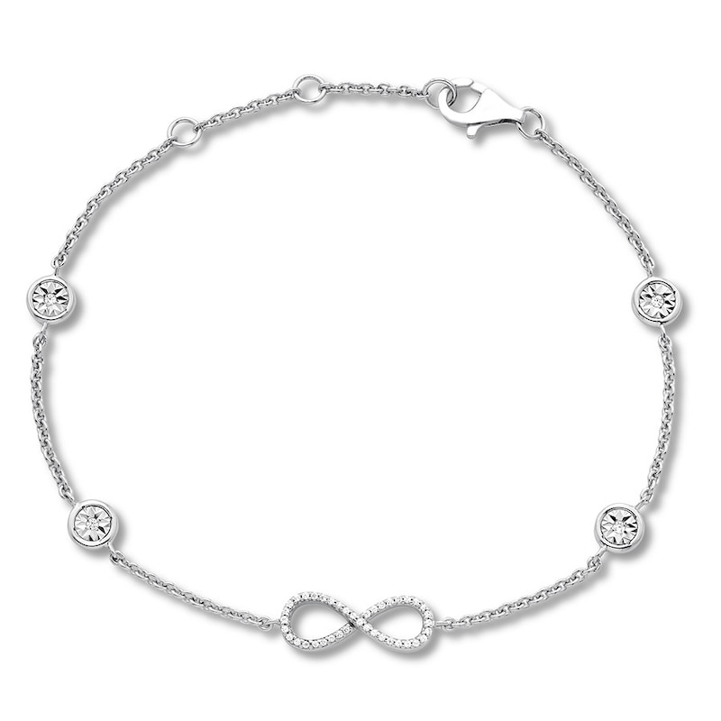 Diamond Infinity Bracelet 1/10 ct tw Round-cut Sterling Silver 7.5"