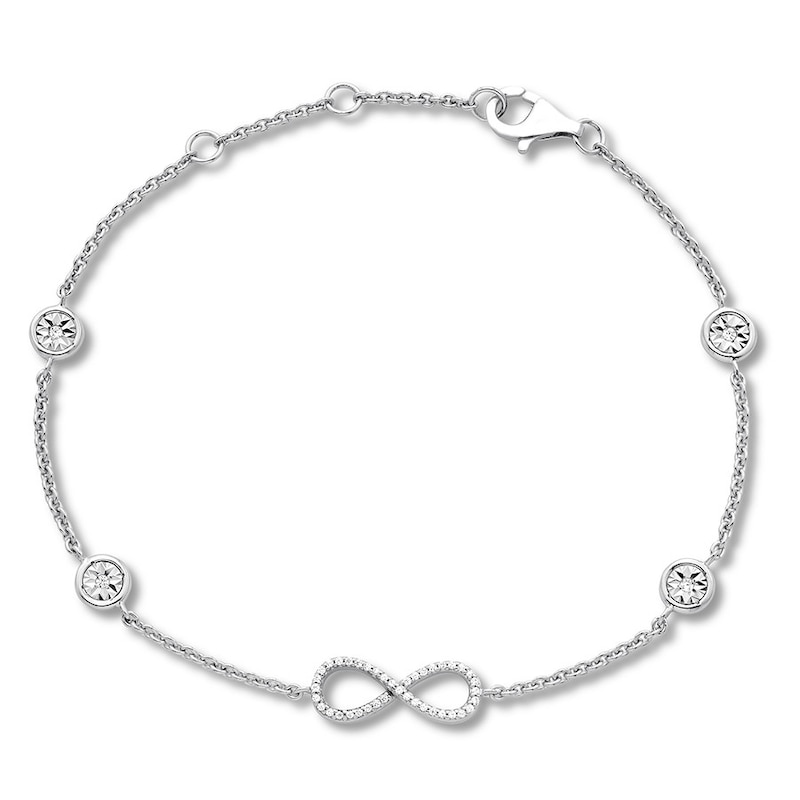 Main Image 1 of Diamond Infinity Bracelet 1/10 ct tw Round-cut Sterling Silver 7.5&quot;