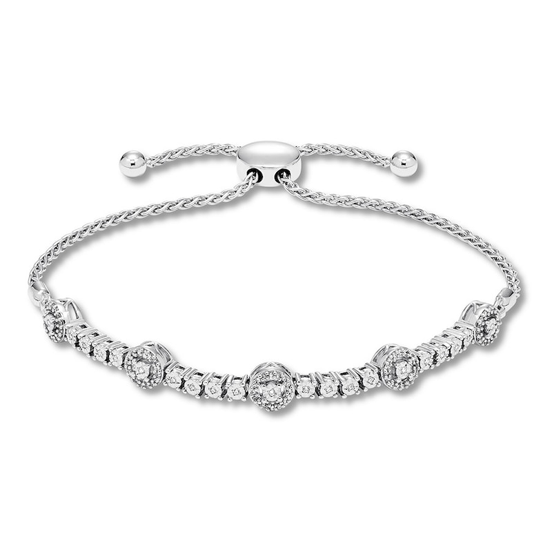Main Image 1 of Diamond Bolo Bracelet 1/5 ct tw Round-cut Sterling Silver