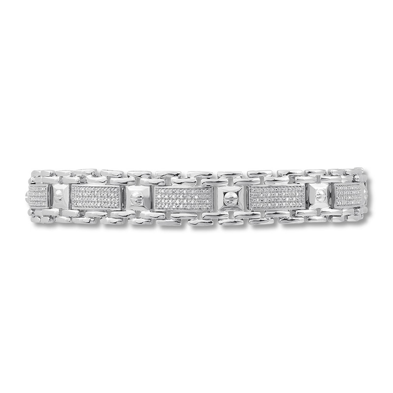 Men's Diamond Bracelet 1/2 ct tw Round-cut Sterling Silver 8.5"