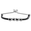 Diamond Infinity Bolo Bracelet Sterling Silver/Leather 9.5"
