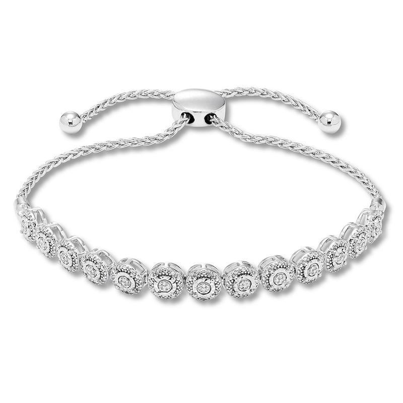 Diamond Bolo Bracelet 1/5 ct tw Round-cut Sterling Silver