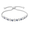 Blue & White Diamond Bolo Bracelet 1/10 ct tw Sterling Silver 9.5"