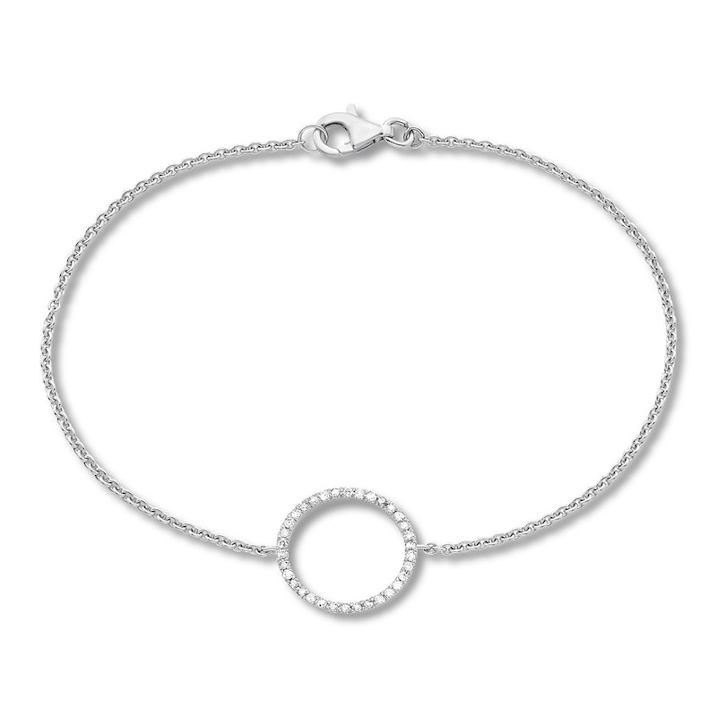 Main Image 1 of Diamond Circle Bracelet 1/10 ct tw Round-cut Sterling Silver 7.5&quot;