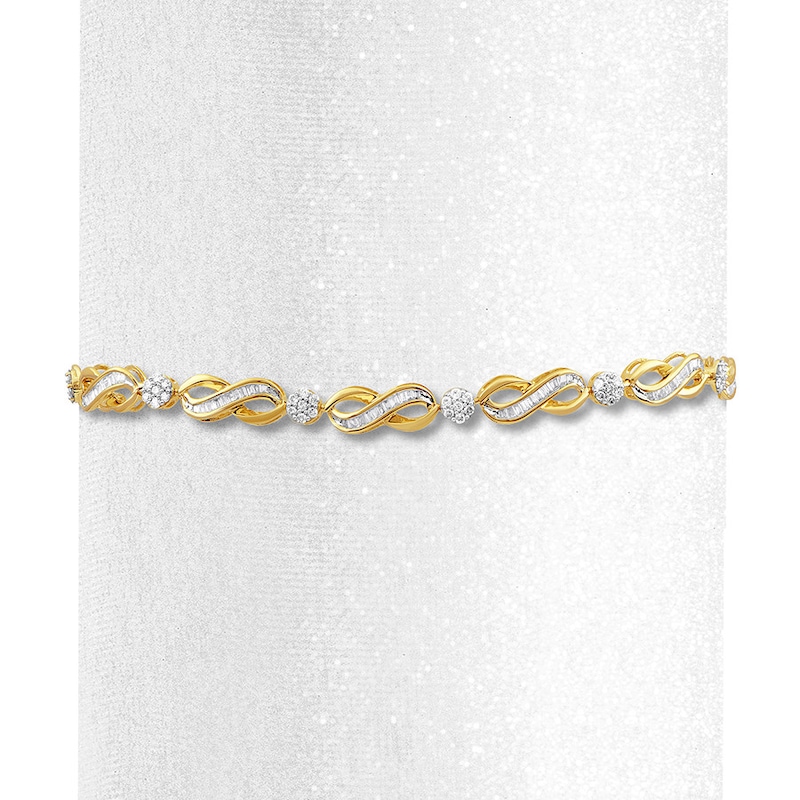 Main Image 2 of Diamond Infinity Bracelet 1 cttw Baguette & Round 10K Yellow Gold