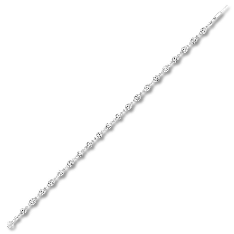 Diamond Bracelet 3 ct tw Round-cut 14K White Gold 7" Length