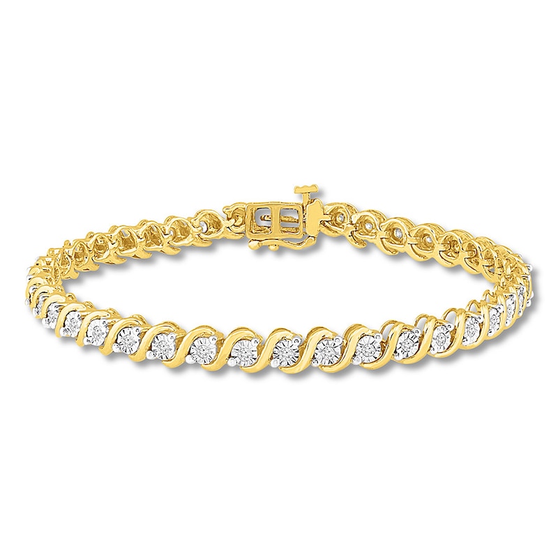 Diamond Bracelet 3/4 ct tw Round-cut 10K Yellow Gold 7.25"