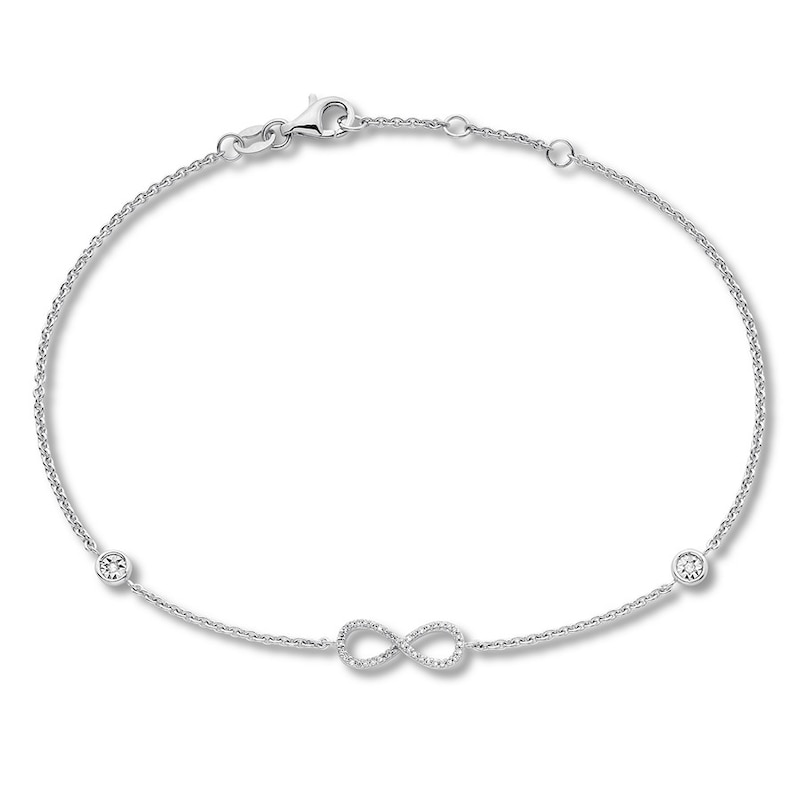 Main Image 1 of Diamond Infinity Anklet 1/15 ct tw Round-cut Sterling Silver 9.5"