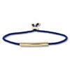 Diamond Bar Bolo Bracelet 1/6 ct tw 10K Yellow Gold/Blue Cord 9.5"
