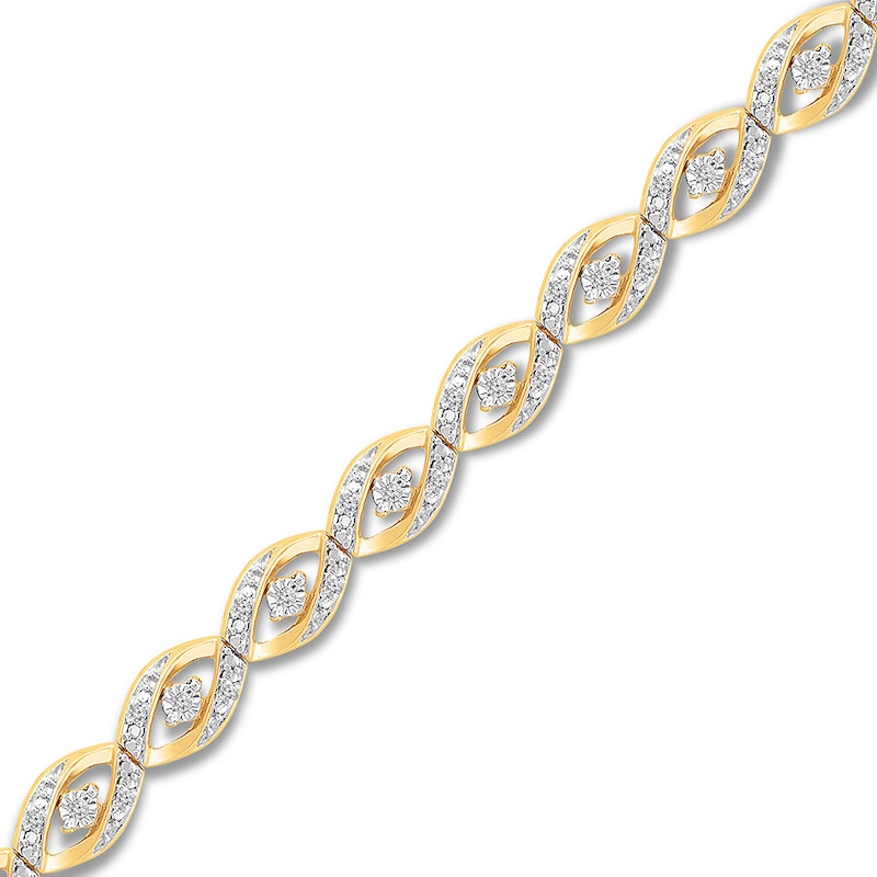 Diamond Bracelet 1/4 ct tw Round-cut 10K Yellow Gold 7"