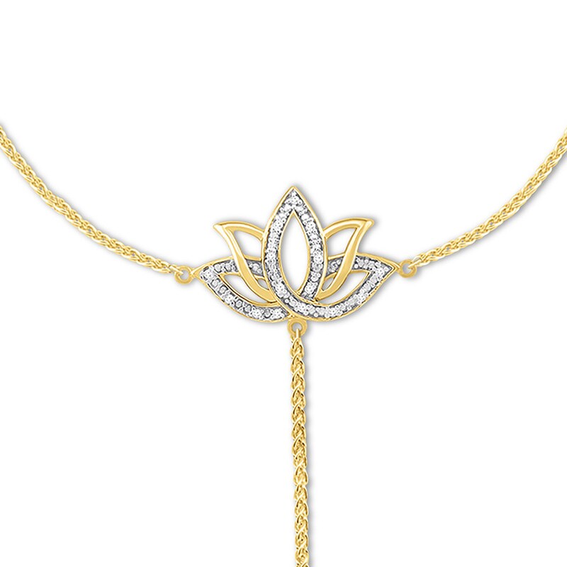 Main Image 2 of Lotus Hand Bracelet 1/20 ct tw Diamonds 10K Yellow Gold 8.5&quot;