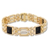 Thumbnail Image 1 of Men's Black Onyx Bracelet 1/2 ct tw Diamonds 10K Yellow Gold 8.5&quot;