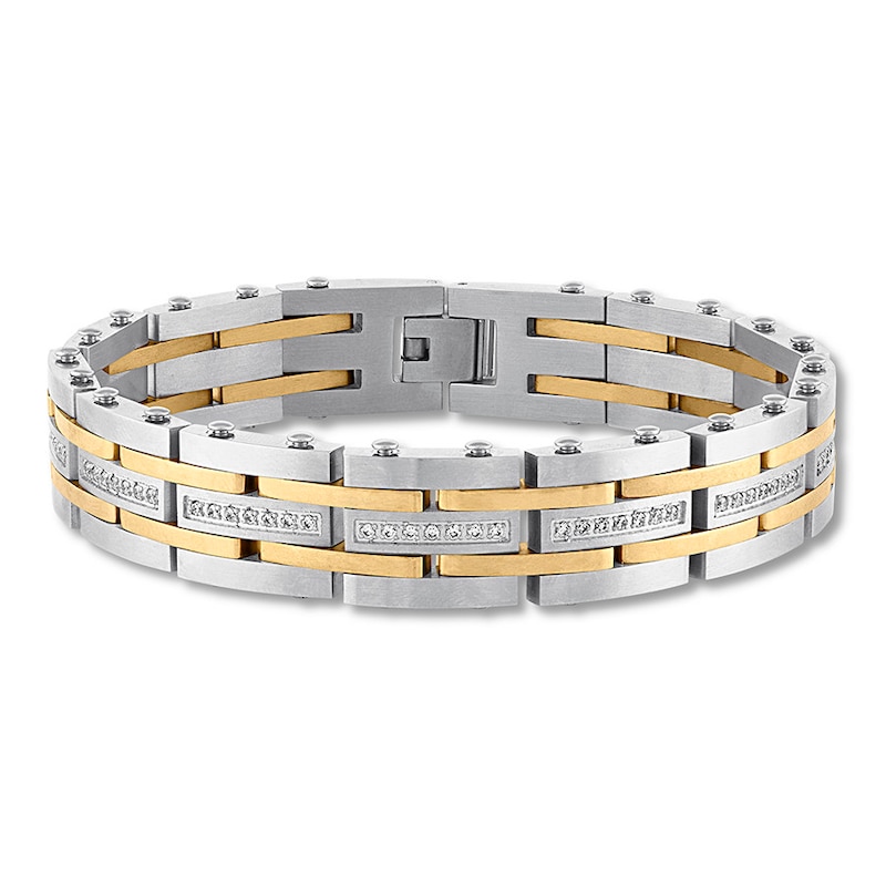 Main Image 1 of Men's Diamond Bracelet 1/2 ct tw Stainless Steel/Ion-Plating 8.5&quot;