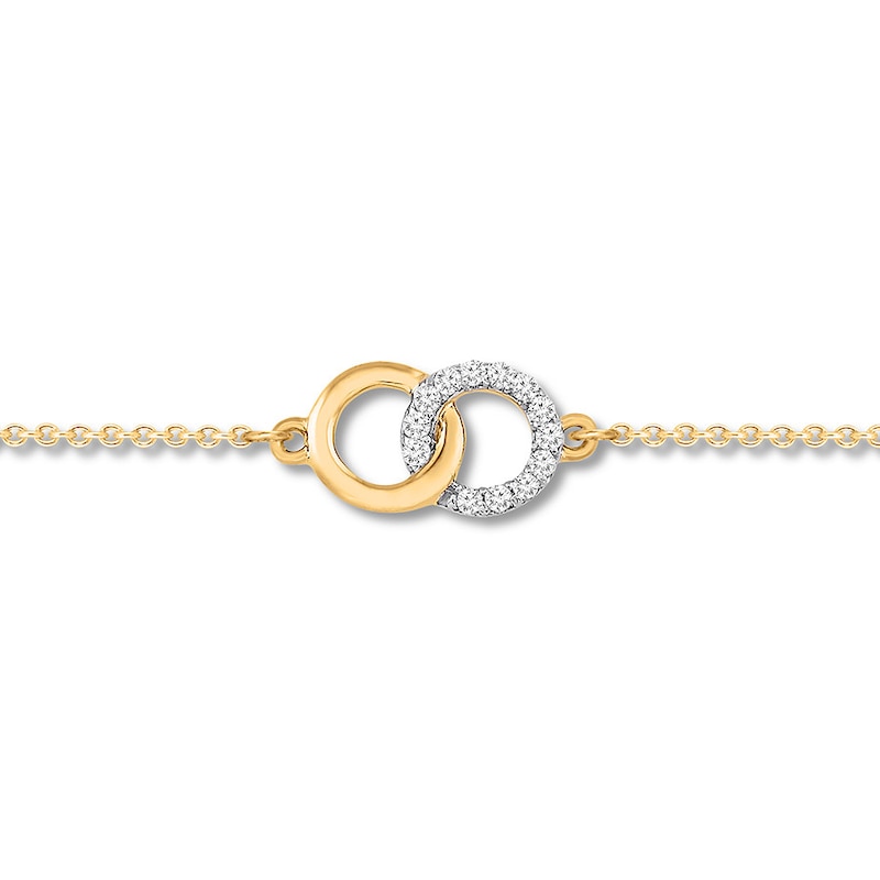 Interlocking Circles Bracelet with Diamonds 10K Yellow Gold