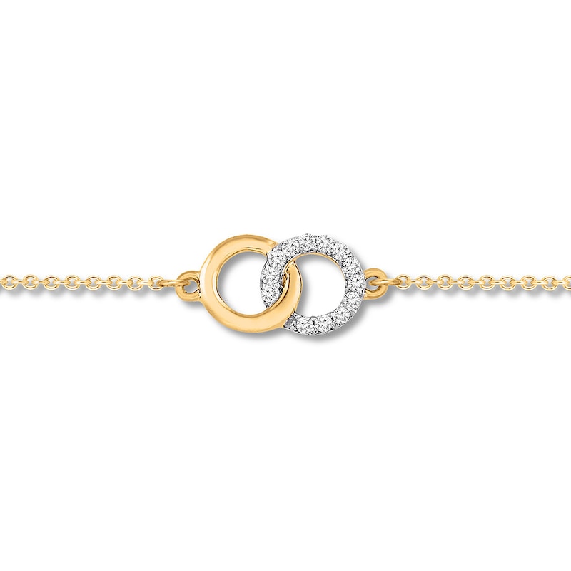 Main Image 1 of Interlocking Circles Bracelet with Diamonds 10K Yellow Gold
