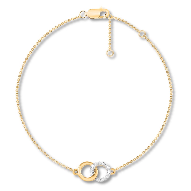 Interlocking Circles Bracelet with Diamonds 10K Yellow Gold
