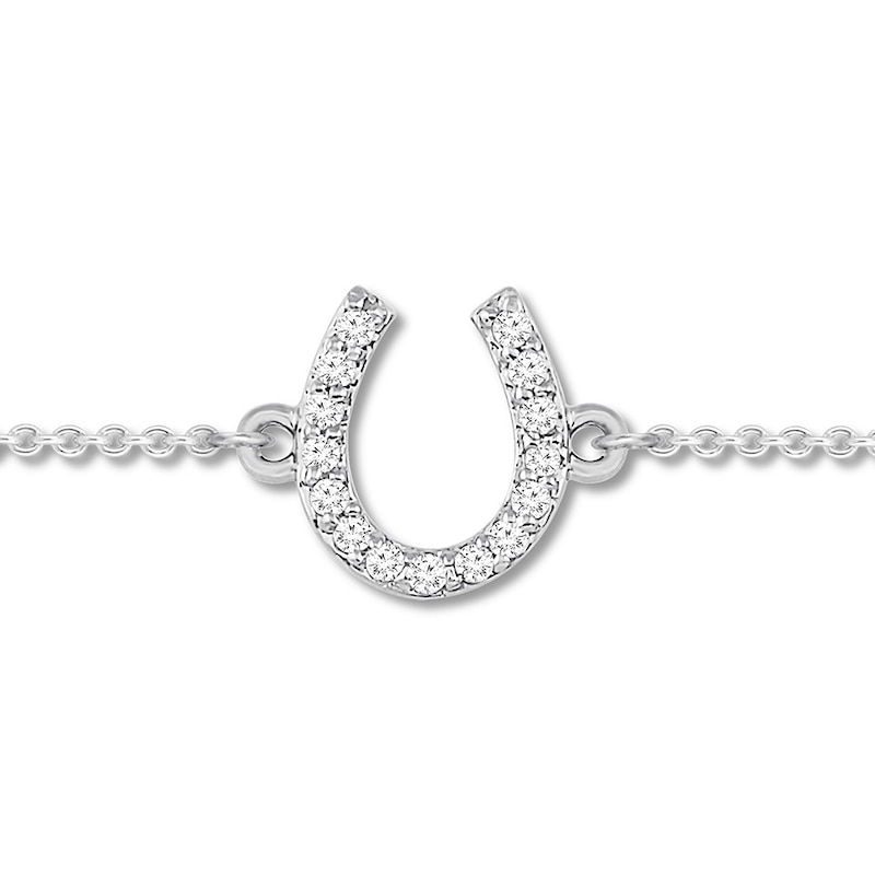 Main Image 1 of Diamond Horseshoe Bracelet 1/20 ct tw Round-cut 10K White Gold