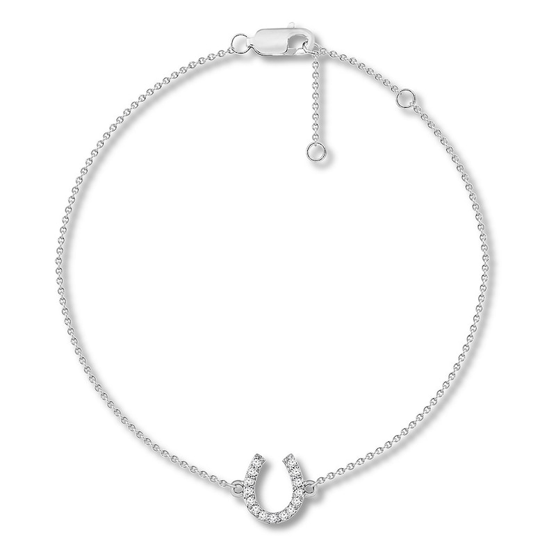 Main Image 2 of Diamond Horseshoe Bracelet 1/20 ct tw Round-cut 10K White Gold