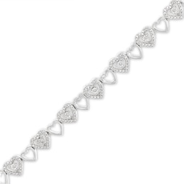 Diamond Heart Bracelet 1/20 ct tw Round-cut Sterling Silver