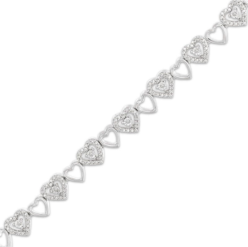 Diamond Heart Bracelet 1/20 ct tw Round-cut Sterling Silver