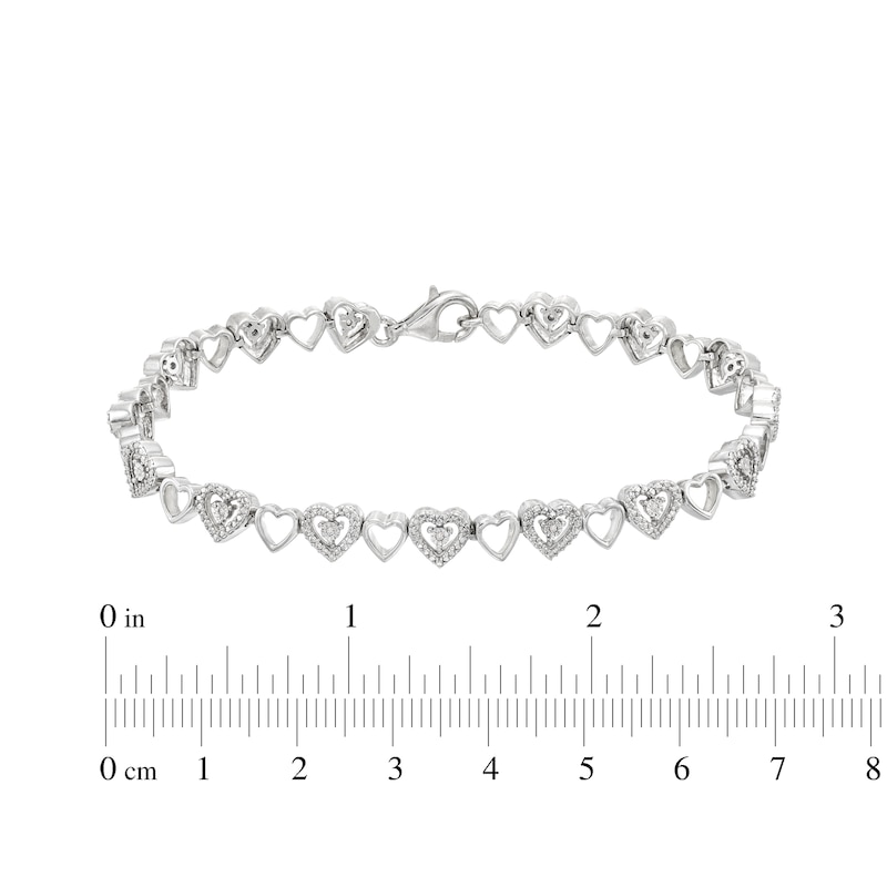 Diamond Heart Bracelet 1/20 ct tw Round-cut Sterling Silver