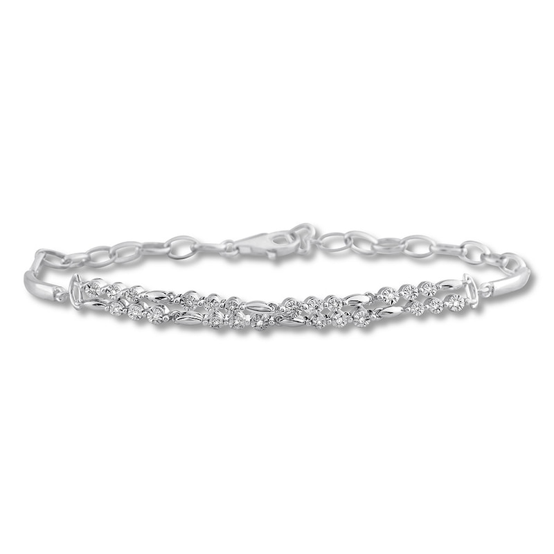 Main Image 1 of Diamond Bracelet 1/15 ct tw Round-cut Sterling Silver 7.5&quot;