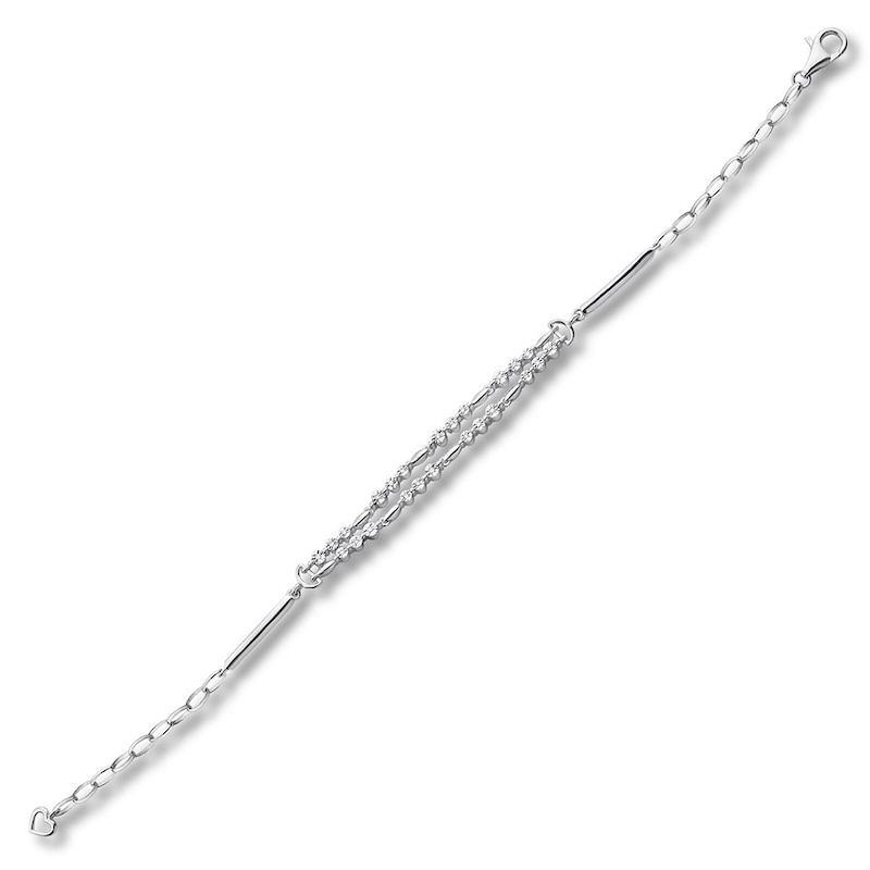 Main Image 2 of Diamond Bracelet 1/15 ct tw Round-cut Sterling Silver 7.5&quot;