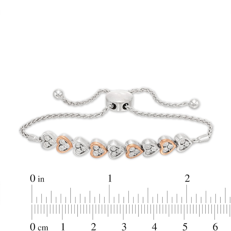 Diamond Heart Bolo Bracelet 1/20 ct tw 10K Rose Gold/Sterling Silver 9. ...