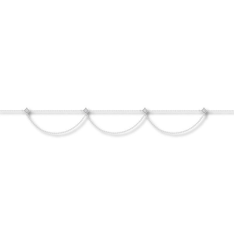 Main Image 2 of Diamond Anklet 1/10 ct tw Round-cut Sterling Silver 9&quot;