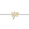 Dragonfly Anklet with Diamonds Sterling Silver/10K Yellow Gold 10"