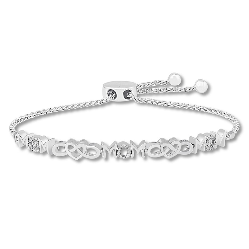 Main Image 1 of Mom Infinity Bolo Bracelet 1/10 ct tw Diamonds Sterling Silver
