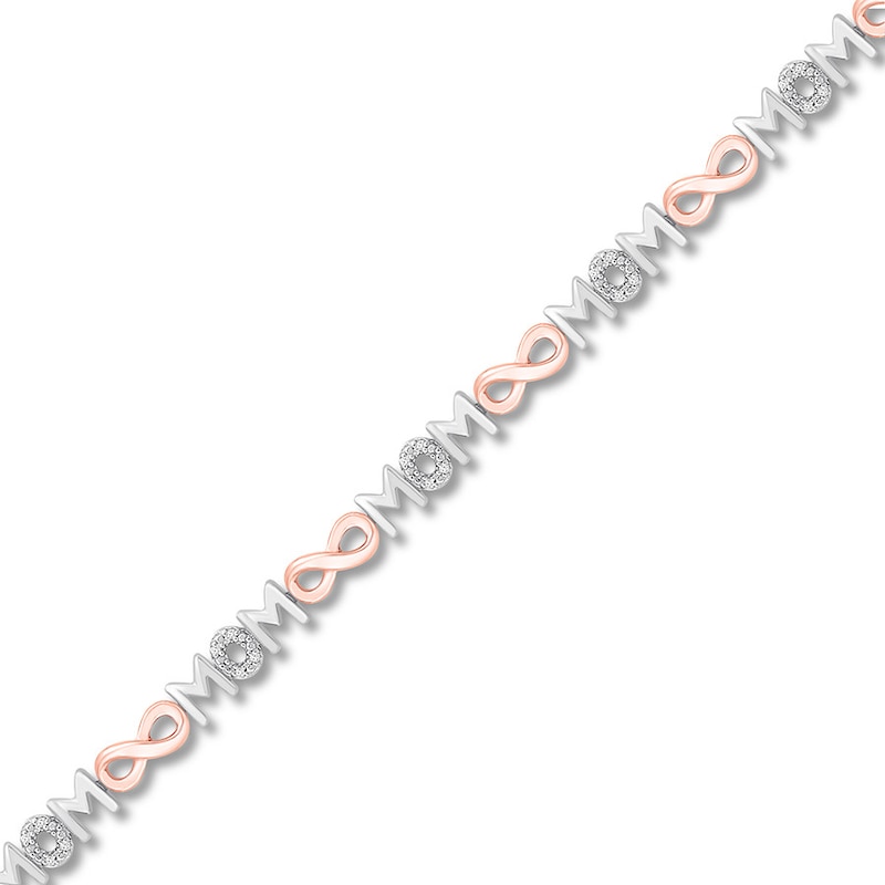 Main Image 1 of Mom Infinity Bracelet 1/10 ct tw Sterling Silver & 10K Rose Gold 7.25&quot;