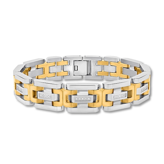 Men's Diamond Bracelet 1/5 ct tw Stainless Steel/Ion-Plating 8.5"