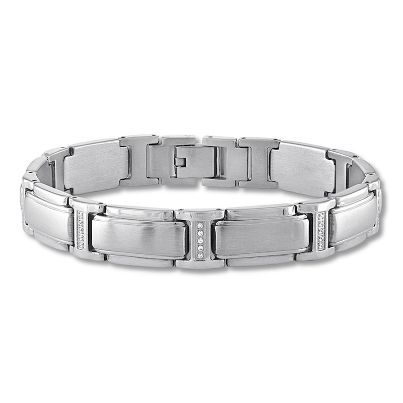 Men's Diamond Bracelet 1/10 ct tw Round-cut Stainless Steel 8.5"