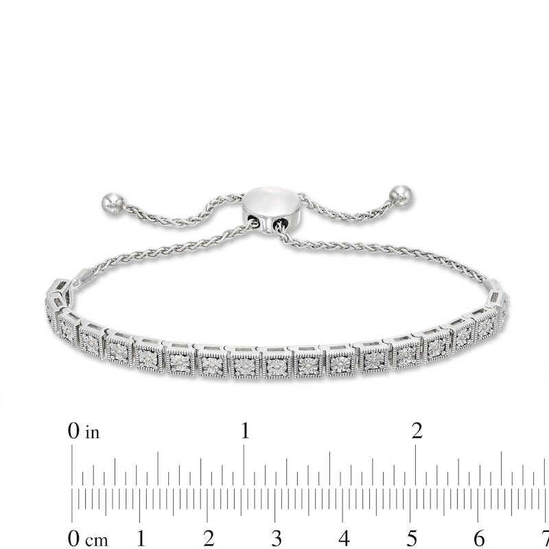 Main Image 2 of Diamond Bolo Bracelet 1/10 ct tw Round-cut Sterling Silver 9.5&quot;