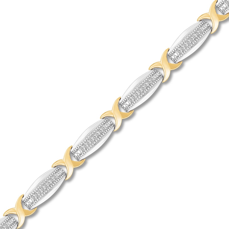 Diamond Bracelet 1/4 ct tw Sterling Silver/10K Yellow Gold 7.5"