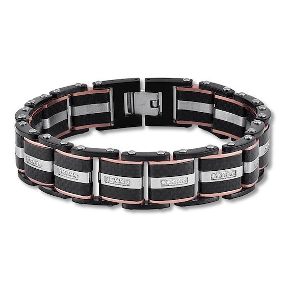 Men's Diamond Bracelet 1/3 ct tw Round-cut Stainless Steel 8.5"