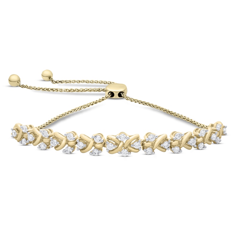Main Image 1 of Diamond Bolo Bracelet 3/4 ct tw 10K Yellow Gold 9.5&quot;