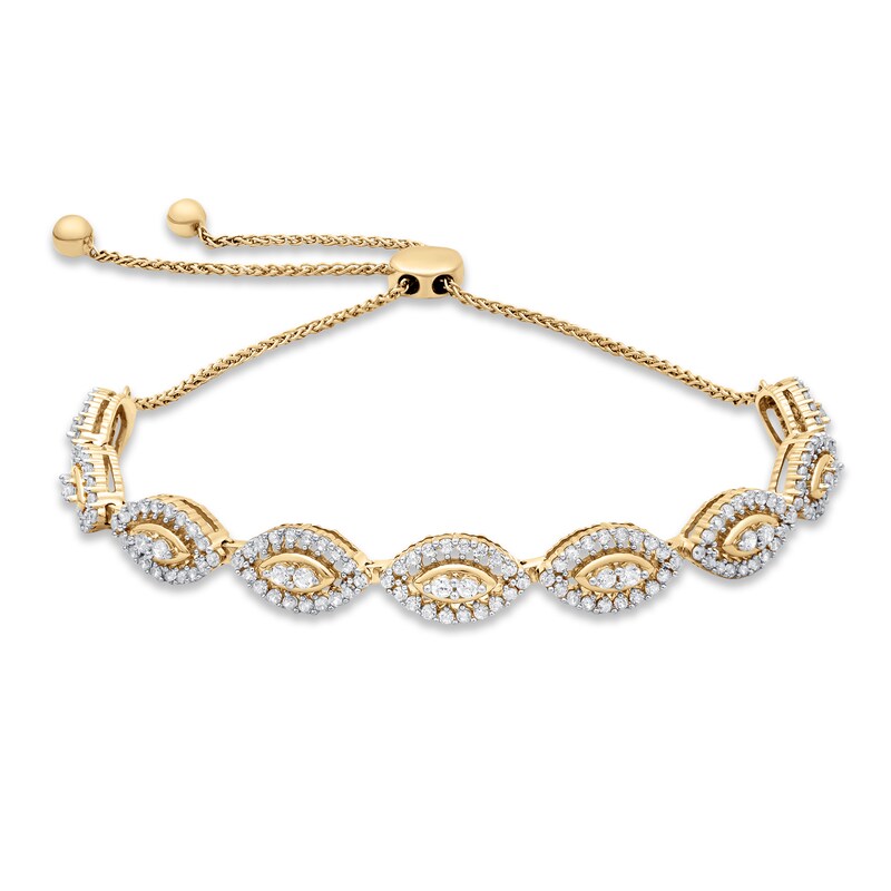 Main Image 1 of Diamond Bolo Bracelet 1 ct tw 10K Yellow Gold 9.5&quot;