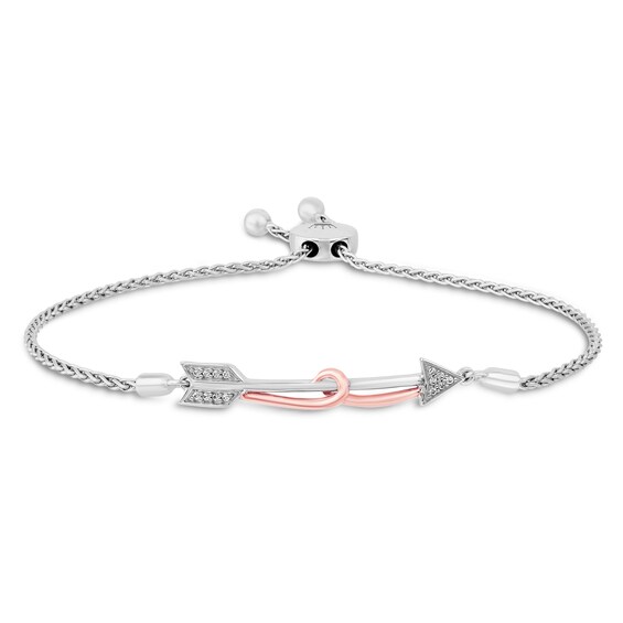 Hallmark Diamonds Arrow Bolo Bracelet 1/20 ct tw Sterling Silver/10K