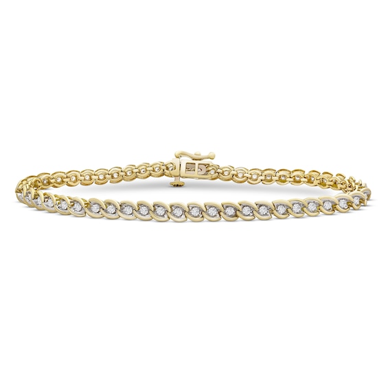 Diamond Bracelet 1 ct tw 10K Yellow Gold 7.25"