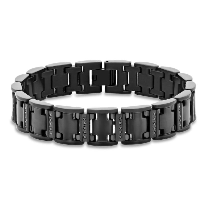 Main Image 1 of Men's Black Diamond Bracelet 1/2 ct tw Stainless Steel/Black Ion Plating 8.5&quot;