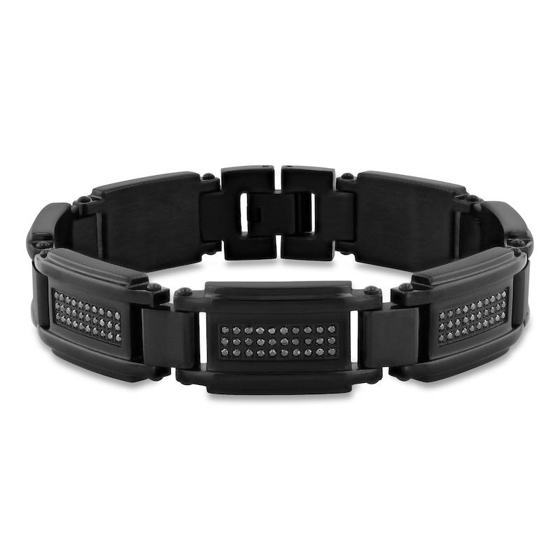 Main Image 1 of Men's Black Diamond Bracelet 1 ct tw Stainless Steel/Black Ion Plating 8.5&quot;