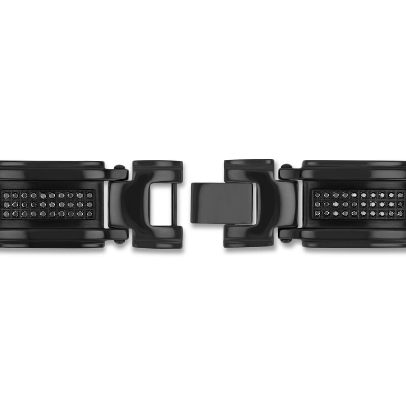 Main Image 3 of Men's Black Diamond Bracelet 1 ct tw Stainless Steel/Black Ion Plating 8.5&quot;