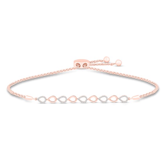 Diamond Bolo Bracelet 1/5 ct tw 10K Rose Gold 9.5"