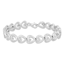 Hallmark Diamonds Heart Bracelet 1/10 ct tw Sterling Silver 7.5&quot;
