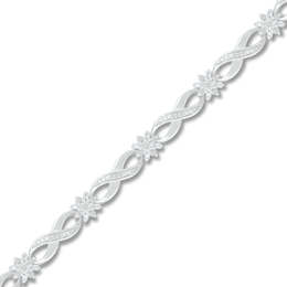 Diamond Bracelet 1/2 ct tw Round & Baguette 10K White Gold 7"