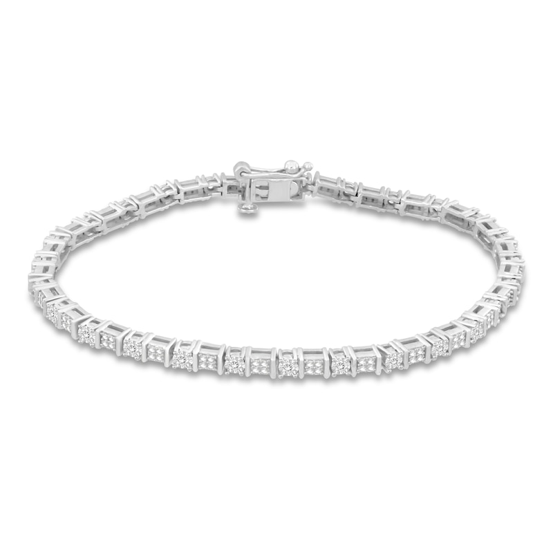 Diamond Fashion Bracelet 1/2 ct tw Round-cut Sterling Silver 7" with 360